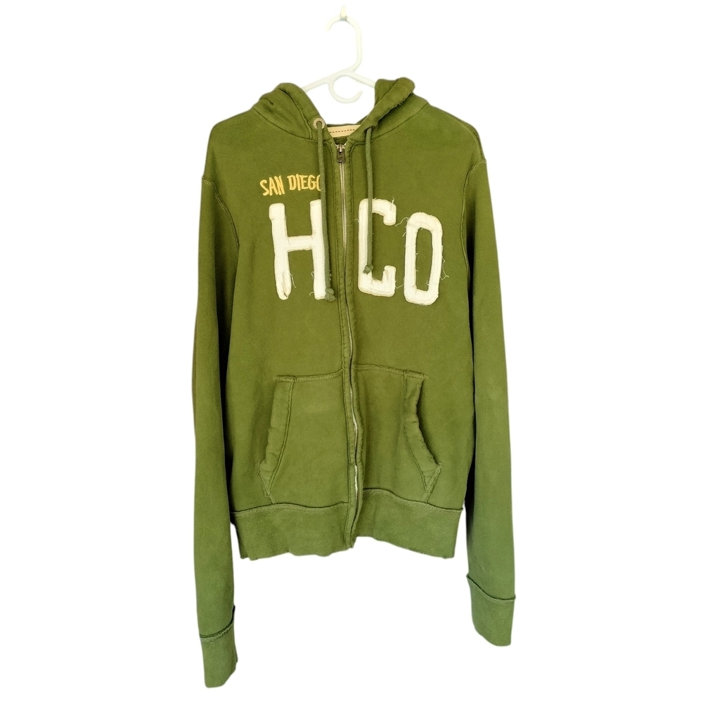 Hollister Unisex Olive Green SolidCore HCO Hoodie Size XL - Picture 2 of 5